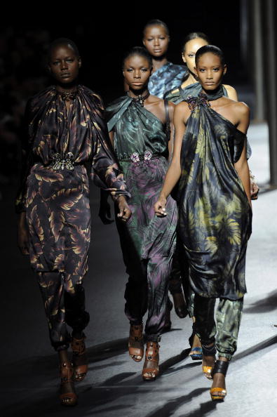 PARIS - OCTOBER 01: A model walks the runway at the Lanvin fashion show during Paris Fashion Week on October 1, 2010 in Paris City. (Photo by Chris Moore/Catwalking/Getty Images)