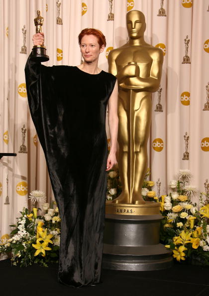 HOLLYWOOD - FEBRUARY 24: Actress Tilda Swinton poses in the press room during the 80th Annual Academy Awards at the Kodak Theatre on February 24, 2008 in Los Angeles, California. (Photo by Steve Granitz/WireImage)